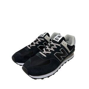 New Balance 574 Core ML574EVB Mens Sneakers Black Gray White Suede 2E Wide Sz 15